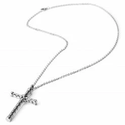 Fort Tempus Silver-Tone Stainless Steel Cross With Scales Cable Chain Necklace -MEN NECKLACES shop 5 3 copy 31