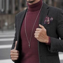 Lucleon Silver-Tone Stainless Steel Classic Cross Cable Chain Necklace -MEN NECKLACES shop 5863 square