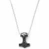 Fort Tempus Silver-Tone & Black Stainless Steel Ornate Hammer Cable Chain Neckalce -MEN NECKLACES shop 5 217