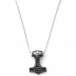 MEN NECKLACES shop 7 Fort Tempus Silver-Tone & Black Stainless Steel Ornate Hammer Cable Chain Neckalce