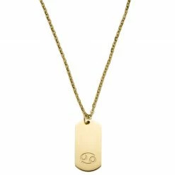 Lucleon Zodiac | Gold-Tone Cancer Star Sign Dog Tag Cable Chain Necklace