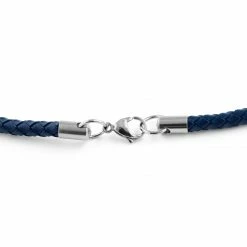 Collin Rowe 5 mm Blue Leather Woven Necklace -MEN NECKLACES shop 6 1 72 2 67 3 88 1
