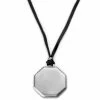 Lucleon Silver-Tone Stainless Steel Octagonal Plate & Black Rope Necklace -MEN NECKLACES shop 6 1 7b9d217f6dfd46fe41f293593de8491c