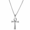 Fort Tempus Ankh | Silver-Tone Stainless Steel Ankh Curb Chain Necklace
