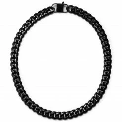 Lucleon 14 mm Black Stainless Steel Cuban Chain Necklace -MEN NECKLACES shop 6 2 black14mm