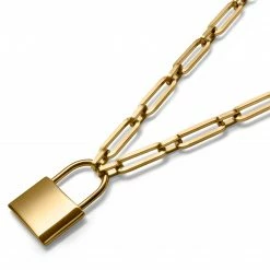 Lucleon Amager | 8 mm Gold-Tone Lock Cable Chain Necklace -MEN NECKLACES shop 6 2.1aa3b1e894edf98803578010cc9c4a74