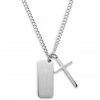 Lucleon Icarus | Silver-Tone Stainless Steel Cross & Dog Tag Curb Chain Necklace -MEN NECKLACES shop 6 2.2b58ee0bd985d807f737de599a4baa16