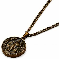 Lucleon Sanctus | Vintage Gold-Tone St. Benedict Medal Wheat Chain Necklace -MEN NECKLACES shop 6 2 3df6b133f15485240cccca56afd8ed23