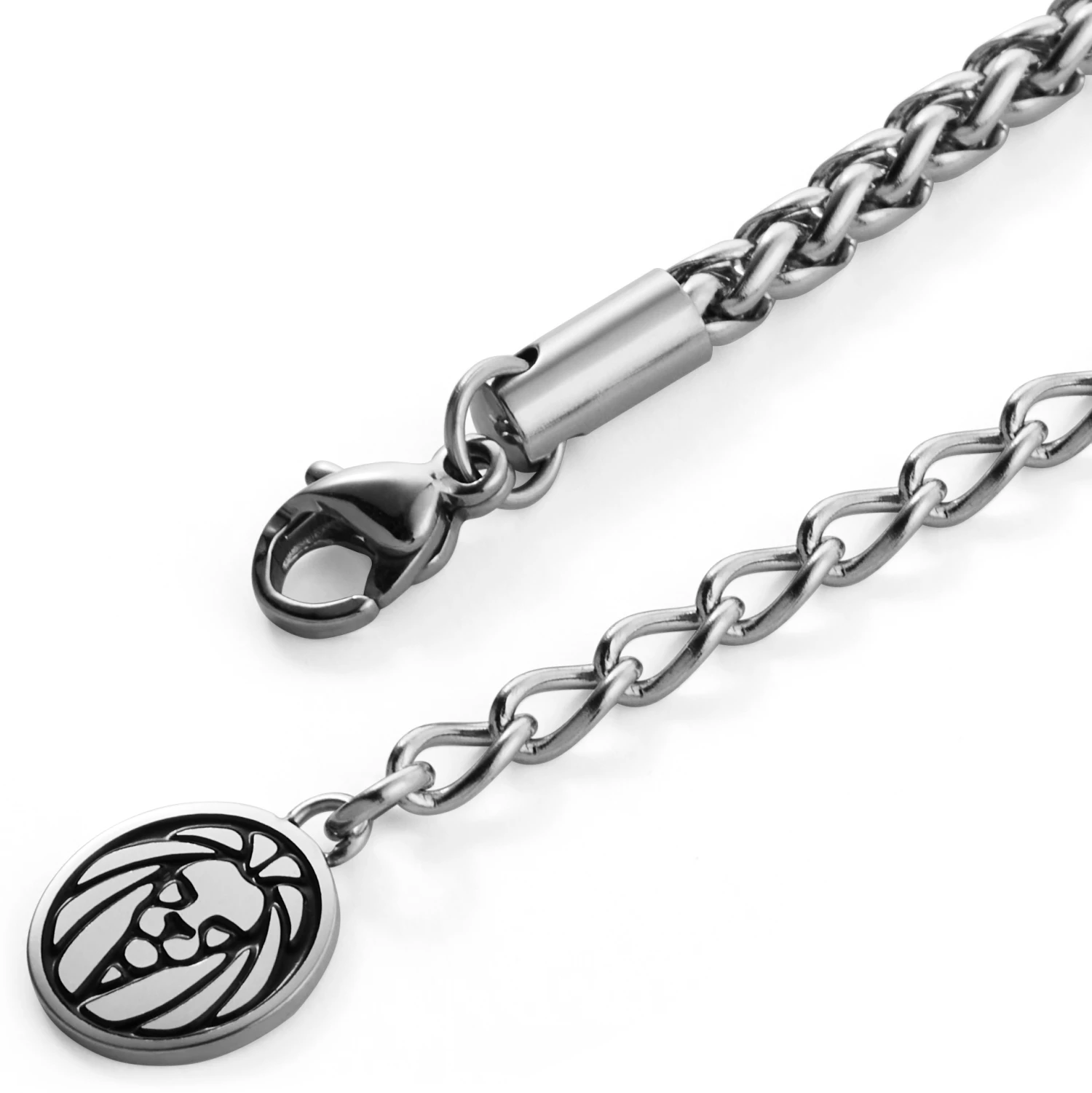 Lucleon Silver-Tone Stainless Steel Anchor & Black Onyx Dog Tag Wheat Chain Necklace 8 Lucleon Silver-Tone Stainless Steel Anchor & Black Onyx Dog Tag Wheat Chain Necklace - Image 6