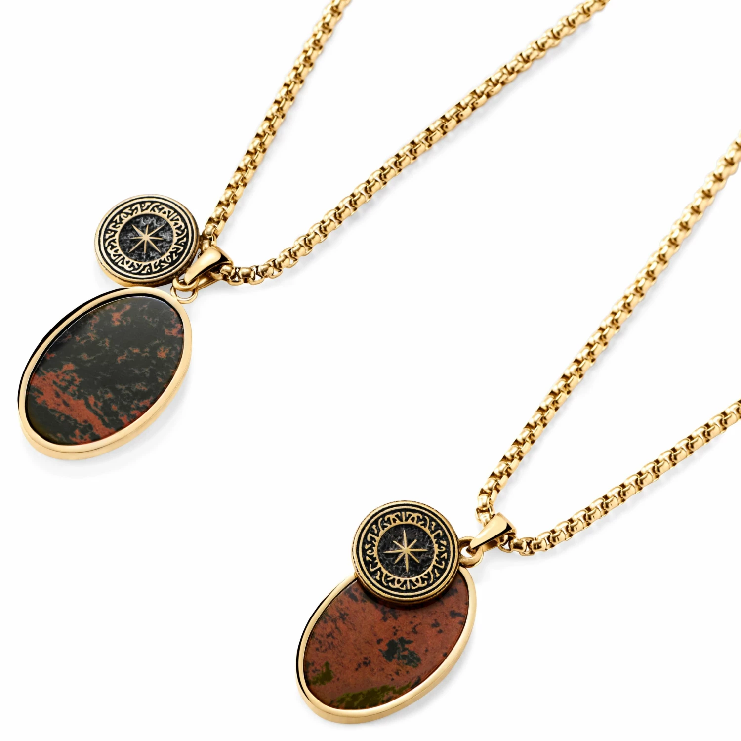 Arkai Orisun | Gold-Tone & Mahogany Obsidian Oval Box Chain Necklace 7 Arkai Orisun | Gold-Tone & Mahogany Obsidian Oval Box Chain Necklace - Image 5