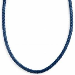 Collin Rowe 5 mm Blue Leather Woven Necklace
