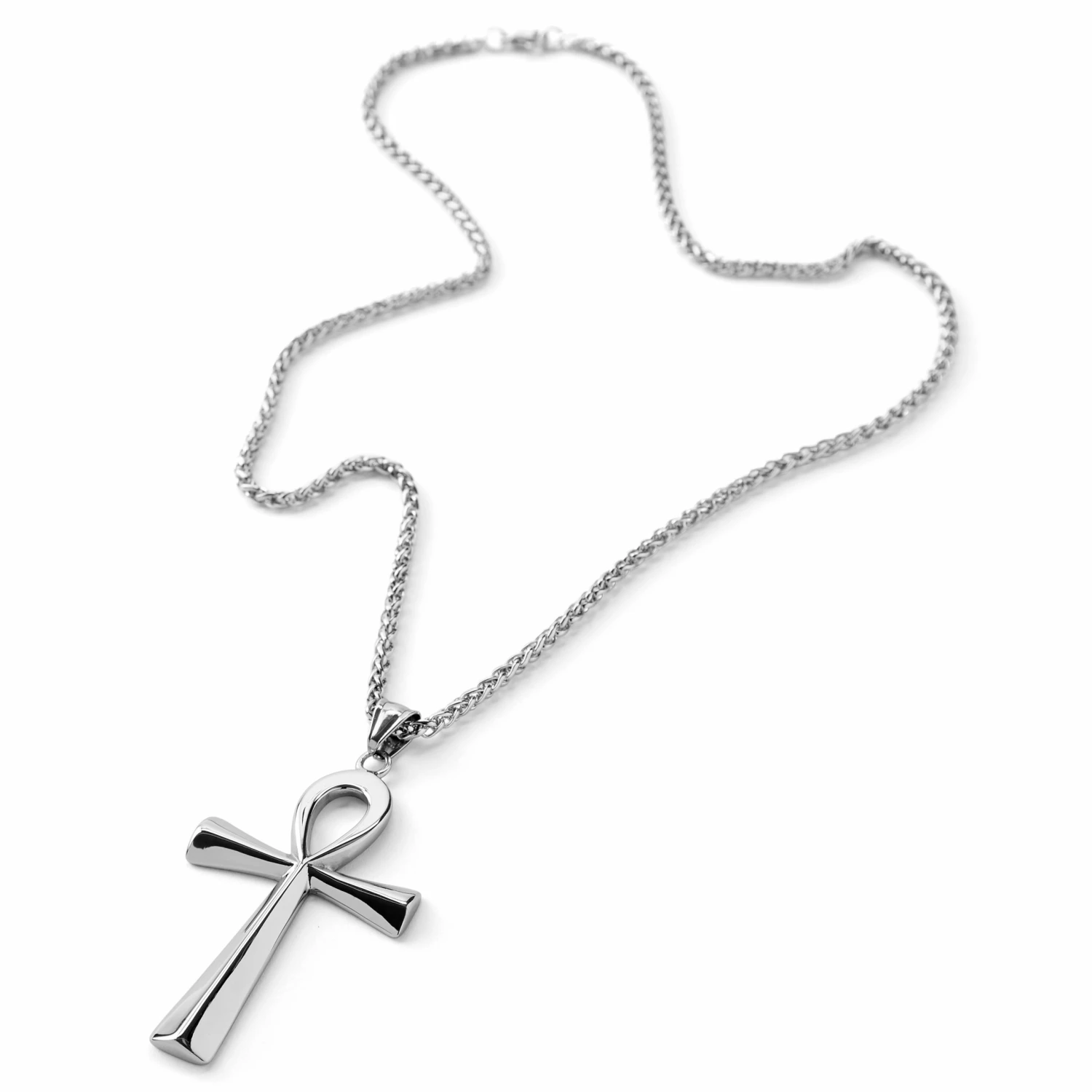 Fort Tempus Ankh | Silver-Tone Stainless Steel Ankh Curb Chain Necklace 7 Fort Tempus Ankh | Silver-Tone Stainless Steel Ankh Curb Chain Necklace - Image 5