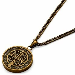 Lucleon Sanctus | Vintage Gold-Tone St. Benedict Medal Wheat Chain Necklace -MEN NECKLACES shop 6 3 f5fc1f595b7c1c7eec0f554bf8aa174d