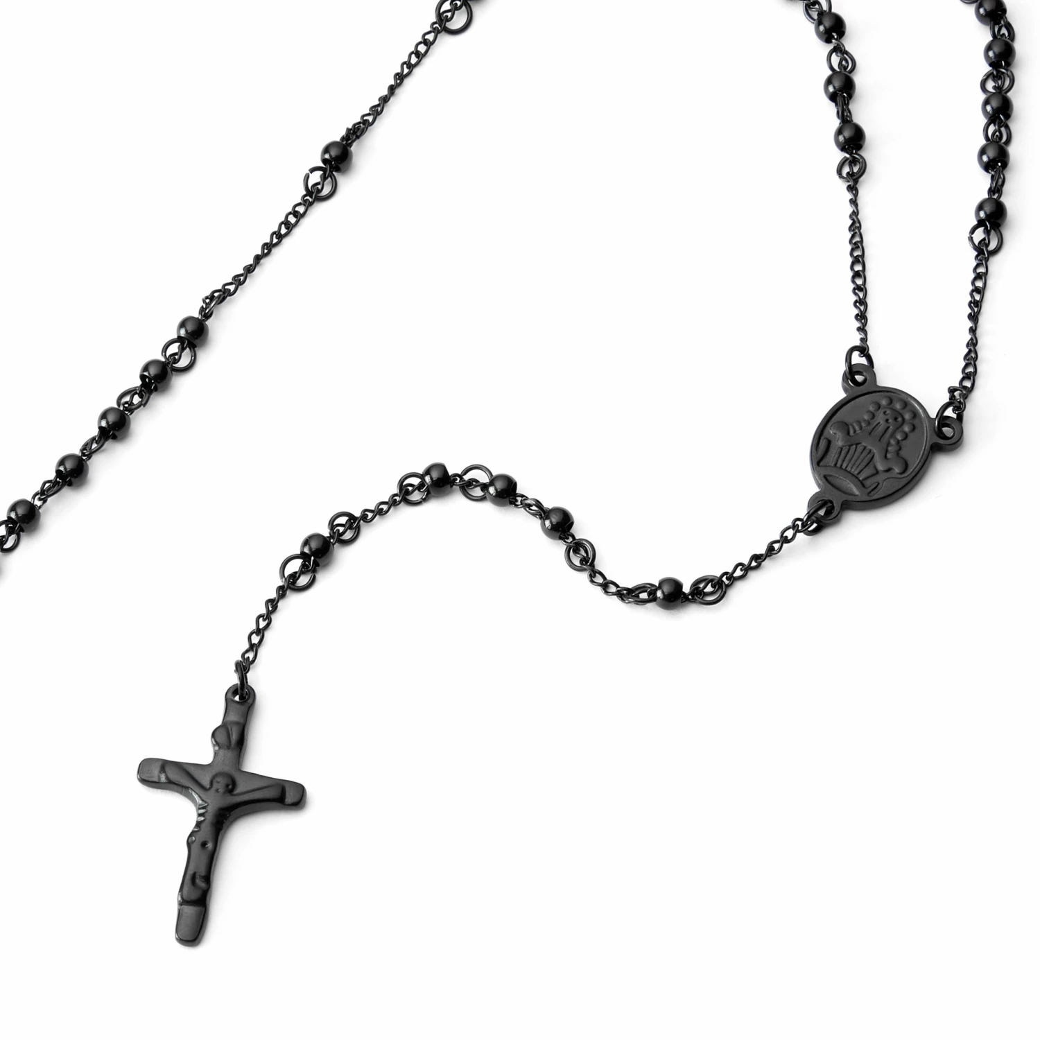Fort Tempus Black Rosary With Our Lady Of Guadalupe & Cross Beads Necklace 4 Fort Tempus Black Rosary With Our Lady Of Guadalupe & Cross Beads Necklace - Image 2