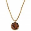 Arkai Orisun | Gold-Tone & Mahogany Obsidian Circle Box Chain Necklace