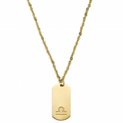 Lucleon Zodiac | Gold-Tone Libra Star Sign Dog Tag Cable Chain Necklace