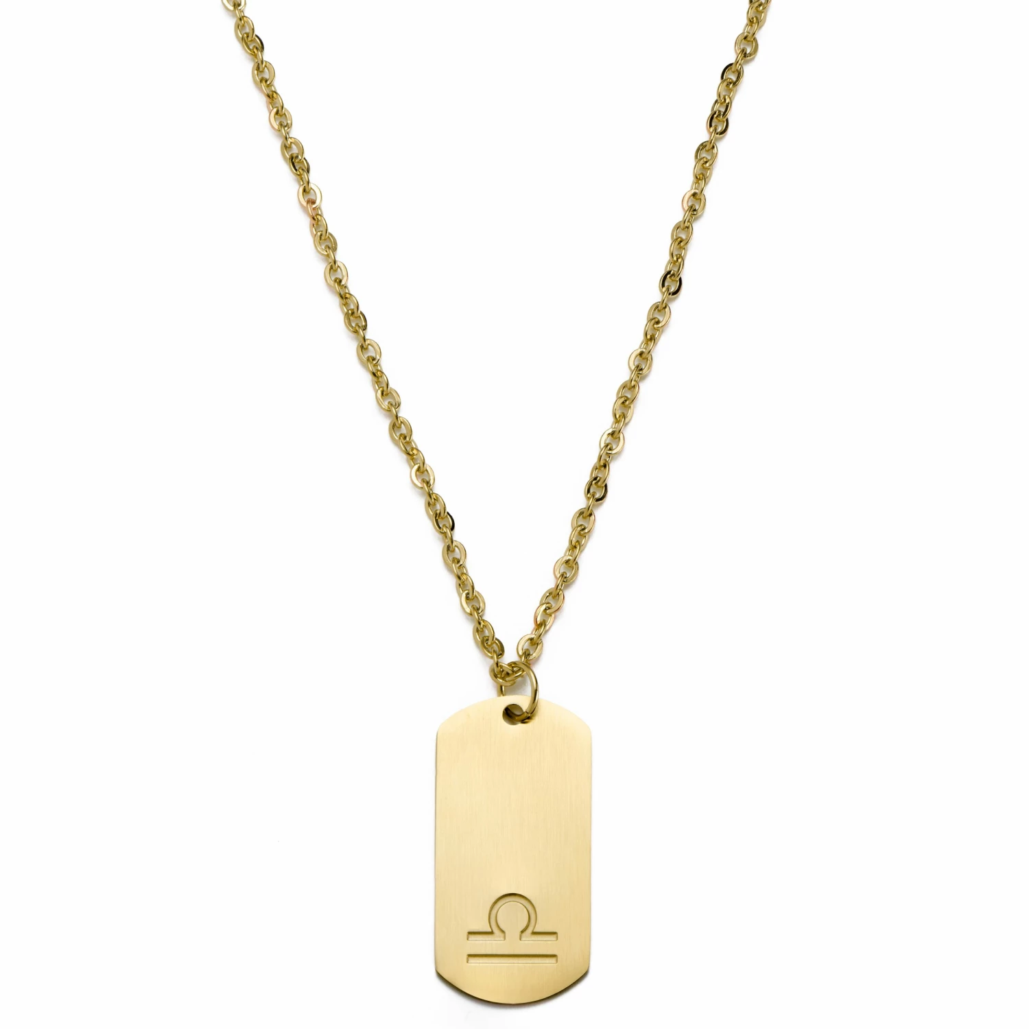 Lucleon Zodiac | Gold-Tone Libra Star Sign Dog Tag Cable Chain Necklace 3 Lucleon Zodiac | Gold-Tone Libra Star Sign Dog Tag Cable Chain Necklace