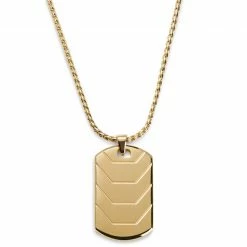 Lucleon Icarus | Gold-Tone Armor Plating Dog Tag Box Chain Necklace