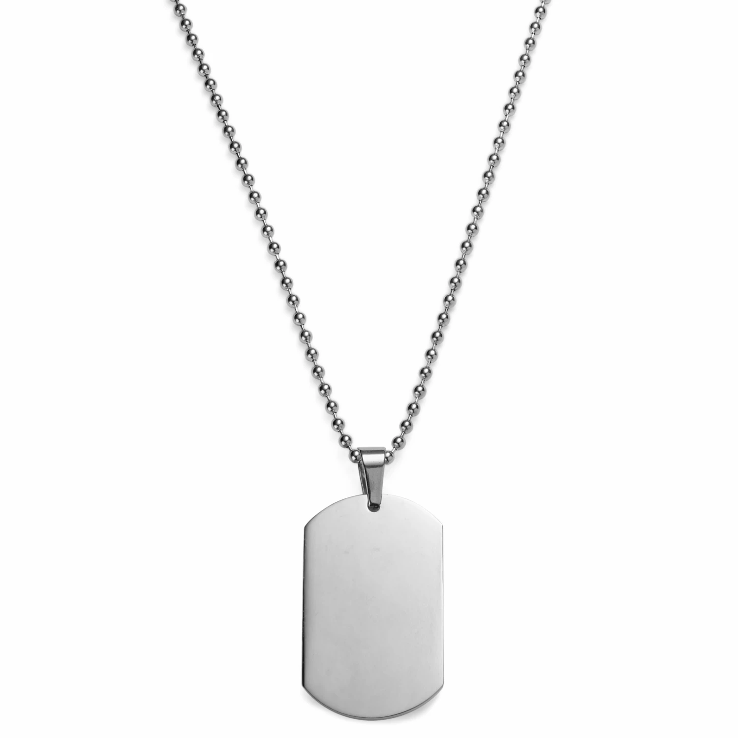 Lucleon Silver-Tone Stainless Steel Dog Tag Ball Chain Necklace 3 Lucleon Silver-Tone Stainless Steel Dog Tag Ball Chain Necklace