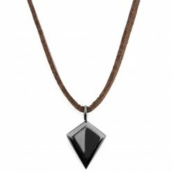 Lucleon Iconic | Brown Leather With Black Triangle Necklace