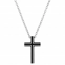 Fort Tempus Silver-Tone & Black Stainless Steel Framed Cross Cable Chain Necklace 12 Fort Tempus Silver-Tone & Black Stainless Steel Framed Cross Cable Chain Necklace -MEN NECKLACES shop 7 1 copy 18