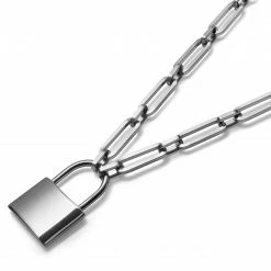Lucleon Amager | 8 mm Silver-Tone Stainless Steel Lock Cable Chain Necklace -MEN NECKLACES shop 7 2.e8dfdcca6a2f6cecb6eb4f7f75d31489