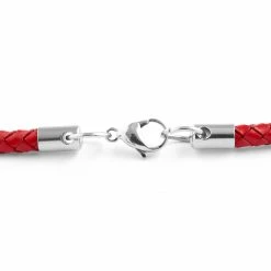 Collin Rowe 5 mm Red Leather Woven Necklace -MEN NECKLACES shop 7 2 85 1 98