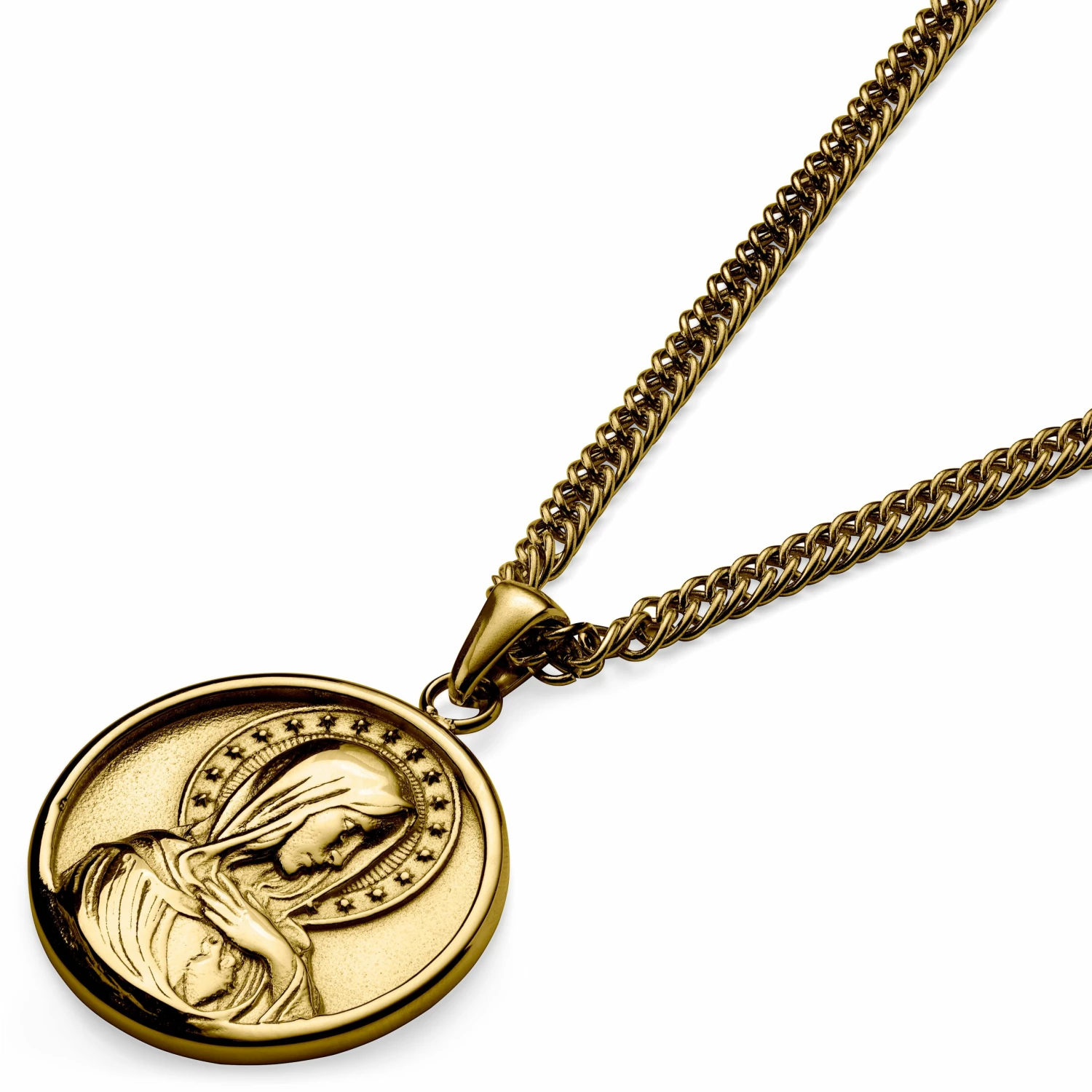 Lucleon Sanctus | Gold-Tone Virgin Mary Wheat Chain Necklace 6 Lucleon Sanctus | Gold-Tone Virgin Mary Wheat Chain Necklace - Image 4