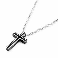 Fort Tempus Silver-Tone & Black Stainless Steel Framed Cross Cable Chain Necklace 13 Fort Tempus Silver-Tone & Black Stainless Steel Framed Cross Cable Chain Necklace -MEN NECKLACES shop 7 2 copy 17