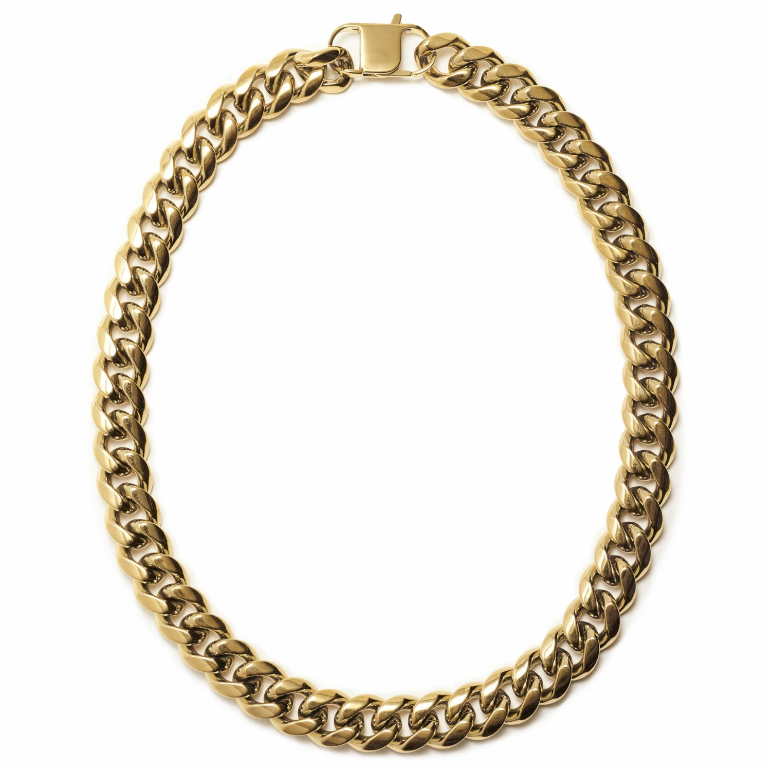Lucleon 16 mm Gold-Tone Cuban Chain Necklace 4 Lucleon 16 mm Gold-Tone Cuban Chain Necklace - Image 2