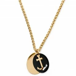 Lucleon Gold-Tone Double-Pendant With Anchor Wheat Chain Necklace -MEN NECKLACES shop 7 2sidro