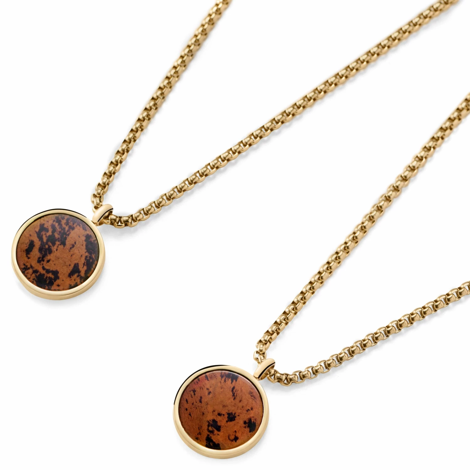 Arkai Orisun | Gold-Tone & Mahogany Obsidian Circle Box Chain Necklace 8 Arkai Orisun | Gold-Tone & Mahogany Obsidian Circle Box Chain Necklace - Image 6