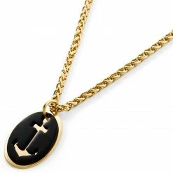 Lucleon Gold-Tone Double-Pendant With Anchor Wheat Chain Necklace -MEN NECKLACES shop 7 3sidro