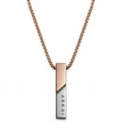 Arkai Rico | Rose Gold-Tone Stainless Steel With Rose Gold-Tone & Silver Rectangular Box Chain Necklace