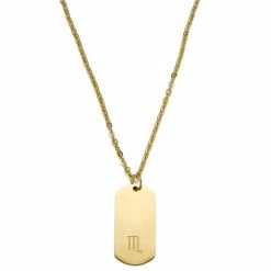 Lucleon Zodiac | Gold-Tone Scorpio Star Sign Dog Tag Cable Chain Necklace