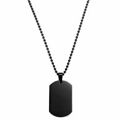 Lucleon Black Stainless Steel Dog Tag Ball Chain Necklace