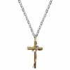 Fort Tempus Silver-Tone Stainless Steel With Gold-Tone Cross & Silver-Tone Halo Cable Chain Necklace 2 Fort Tempus Silver-Tone Stainless Steel With Gold-Tone Cross & Silver-Tone Halo Cable Chain Necklace -MEN NECKLACES shop 8 1 copy 28 1