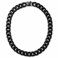 Lucleon 18 mm Black Stainless Steel Cuban Chain Necklace -MEN NECKLACES shop 8 2 black18mm 1