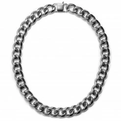 Lucleon 18 mm Silver-Tone Stainless Steel Cuban Chain Necklace -MEN NECKLACES shop 8 2 silver18mm 1