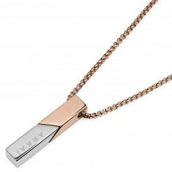 Arkai Rico | Rose Gold-Tone Stainless Steel With Rose Gold-Tone & Silver Rectangular Box Chain Necklace -MEN NECKLACES shop 8 2.cbbed2e13b5766a37fa44cf7dc4fe44c