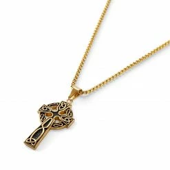 Fort Tempus Gold-Tone Celtic Cross Cable Chain Necklace -MEN NECKLACES shop 8 2 copy 21