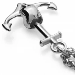 Lucleon Silver-Tone Stainless Steel Anchor & Skull Wheat Chain Necklace -MEN NECKLACES shop 8 2sidro