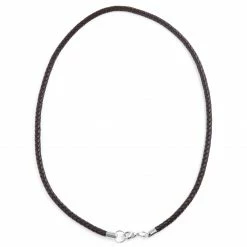 Collin Rowe 3 mm Brown Leather Woven Necklace -MEN NECKLACES shop 8 11 1 153 2 21 1 89