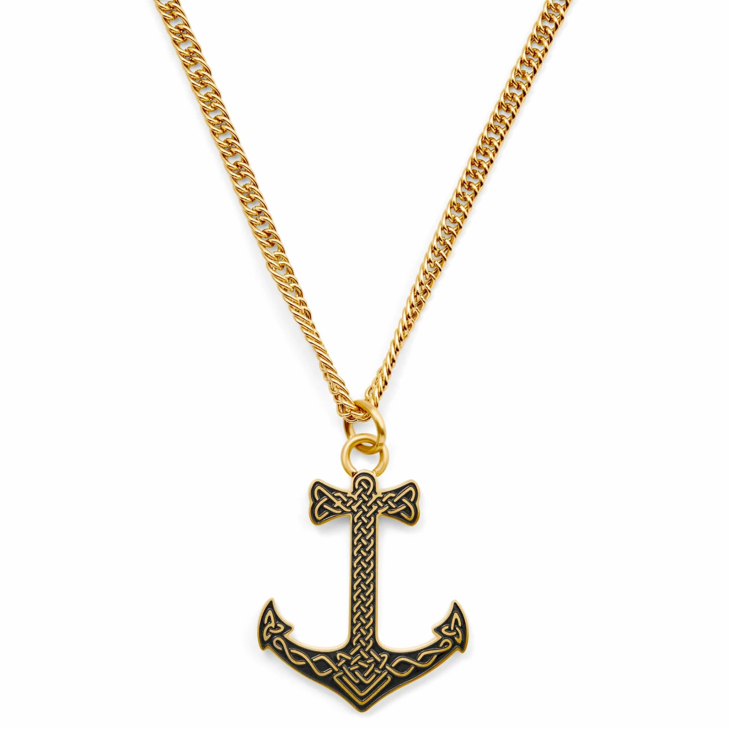 Lucleon Gold-Tone Viking Anchor Wheat Chain Necklace 3 Lucleon Gold-Tone Viking Anchor Wheat Chain Necklace