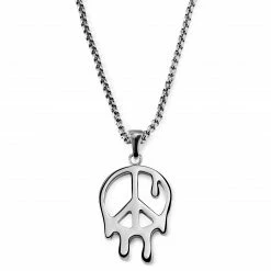 Otsu Fahrenheit | Silver-Tone Stainless Steel Melting Peace Box Chain Necklace
