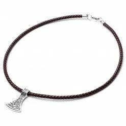 Fort Tempus Brown Leather With Silver-Tone Stainless Steel Norse Axe Necklace 9 Fort Tempus Brown Leather With Silver-Tone Stainless Steel Norse Axe Necklace -MEN NECKLACES shop 9 1 14 2 288