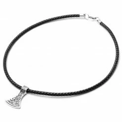 Fort Tempus Black Leather With Silver-Tone Stainless Steel Norse Axe Necklace 8 Fort Tempus Black Leather With Silver-Tone Stainless Steel Norse Axe Necklace -MEN NECKLACES shop 9 1 14 2 292