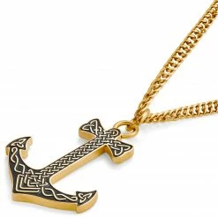 Lucleon Gold-Tone Viking Anchor Wheat Chain Necklace 8 Lucleon Gold-Tone Viking Anchor Wheat Chain Necklace -MEN NECKLACES shop 9 2 anchh