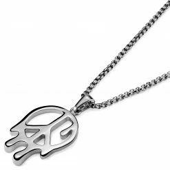 Otsu Fahrenheit | Silver-Tone Stainless Steel Melting Peace Box Chain Necklace -MEN NECKLACES shop 9 2.734b16df6cf09eb43f9081be15a7406c