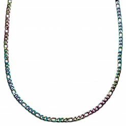 Lucleon Amager | 6 mm Rainbow Stainless Steel Figaro Chain Necklace
